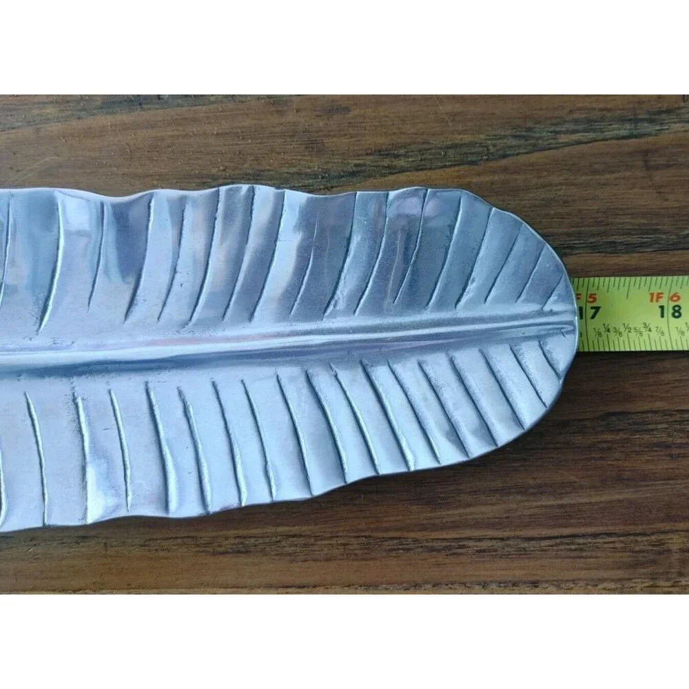 Vintage 1996 OTAGIRI SILVER TONED Banana Leaf Plate Serving Tray VGC 17